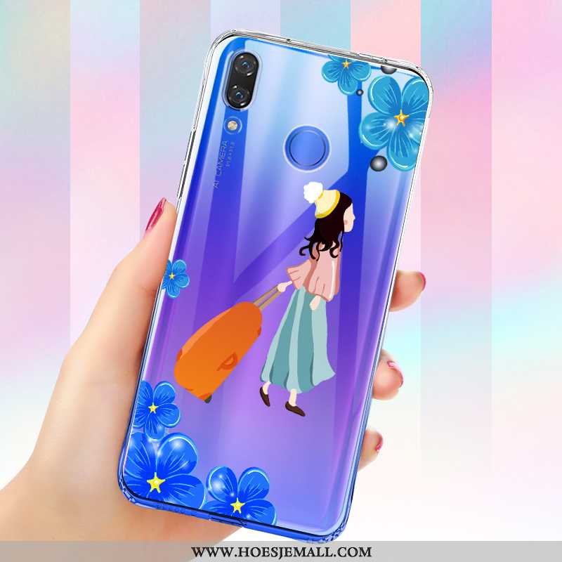 Hoesje Huawei P Smart+ Zacht Siliconen Mobiele Telefoon Anti-fall Bescherming Gasbag Blauwe