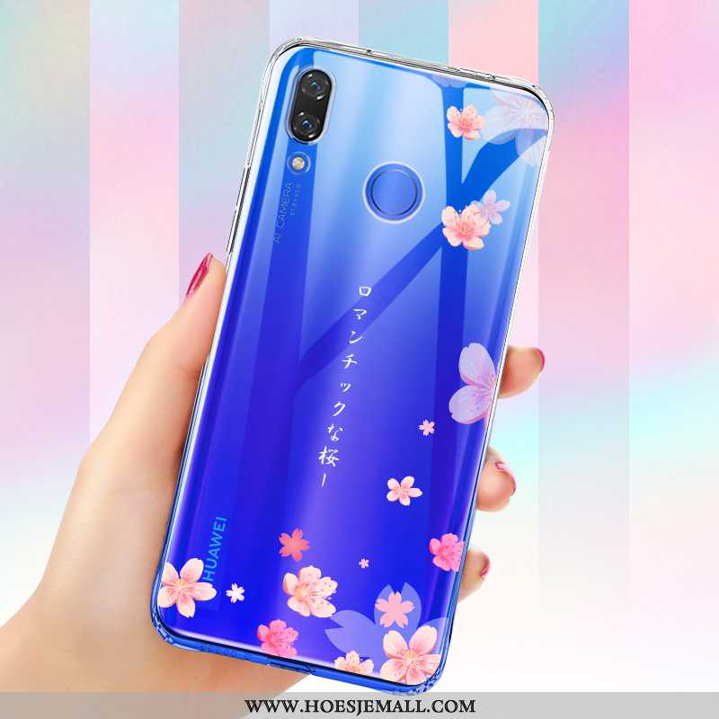 Hoesje Huawei P Smart+ Zacht Siliconen Mobiele Telefoon Anti-fall Bescherming Gasbag Blauwe