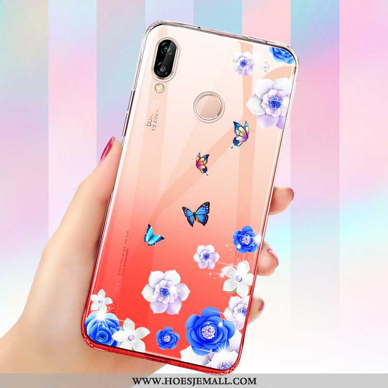 Hoesje Huawei P Smart+ Zacht Siliconen Mobiele Telefoon Anti-fall Bescherming Gasbag Blauwe