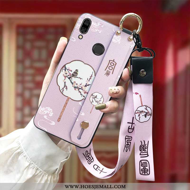 Hoes Huawei P Smart+ Zacht Siliconen Bescherming Reliëf Chinese Stijl Hoesje Roze