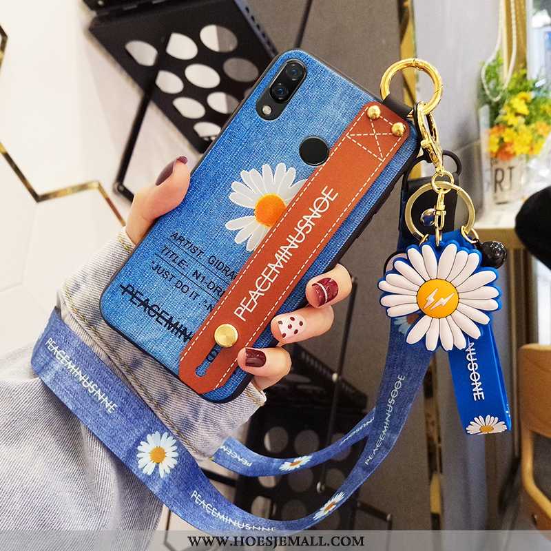 Hoesje Huawei P Smart+ Super Dun Borduurwerk Hoes Persoonlijk Denim Scheppend Blauwe