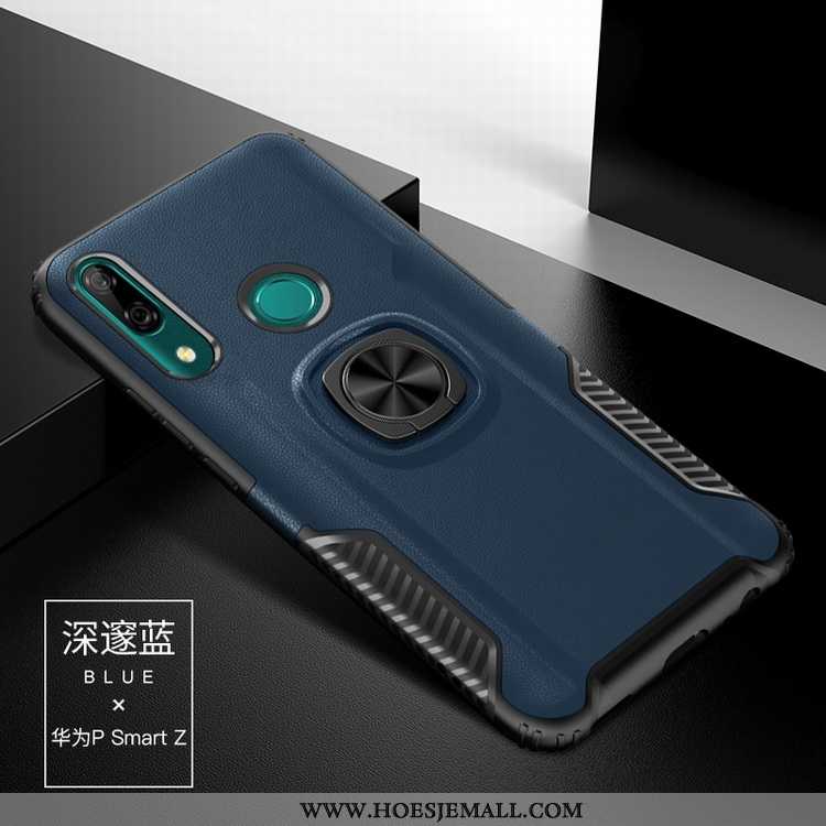 Hoes Huawei P Smart Z Siliconen Hard Hoesje Ring Anti-fall Donkerblauw Donkerblauwe