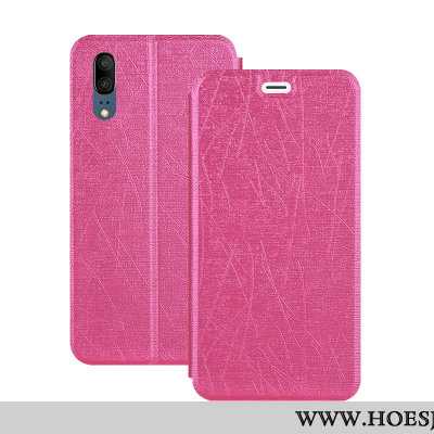 Hoes Huawei P20 Leren Hoesje Zacht Rood Mobiele Telefoon Folio Roos