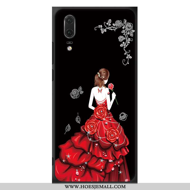 Hoes Huawei P20 Siliconen Bescherming Rood Hanger Zacht Mobiele Telefoon