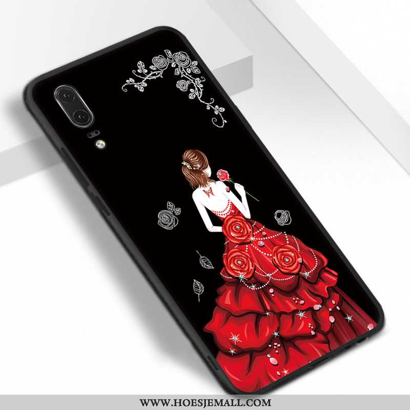 Hoes Huawei P20 Siliconen Bescherming Rood Hanger Zacht Mobiele Telefoon