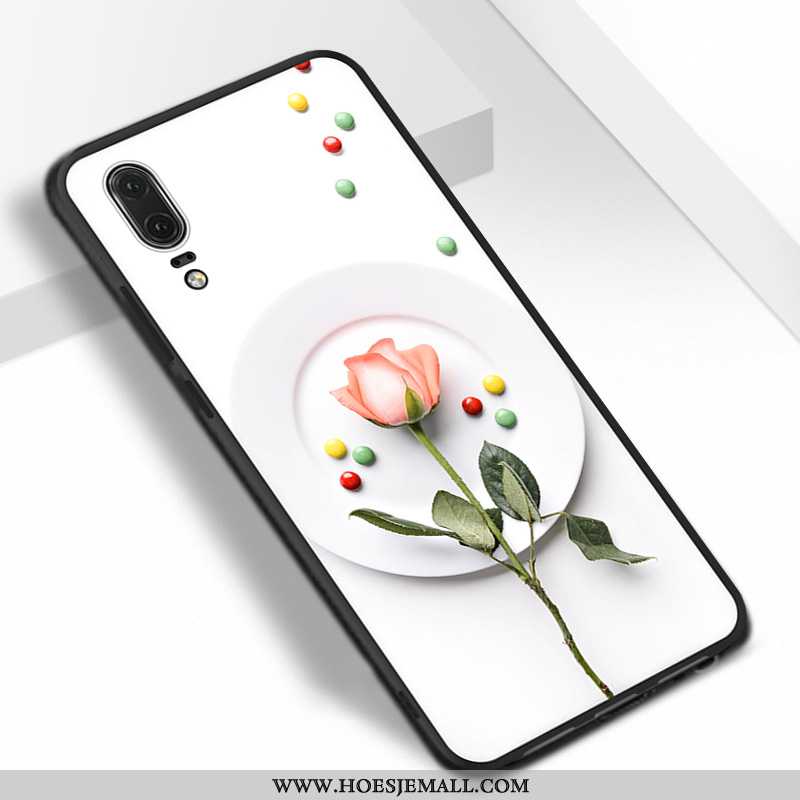 Hoes Huawei P20 Siliconen Bescherming Rood Hanger Zacht Mobiele Telefoon