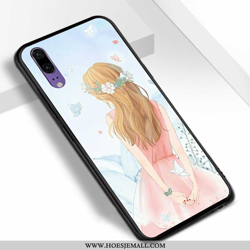 Hoes Huawei P20 Siliconen Schrobben Trend Blauw Anti-fall Koel Persoonlijk Blauwe