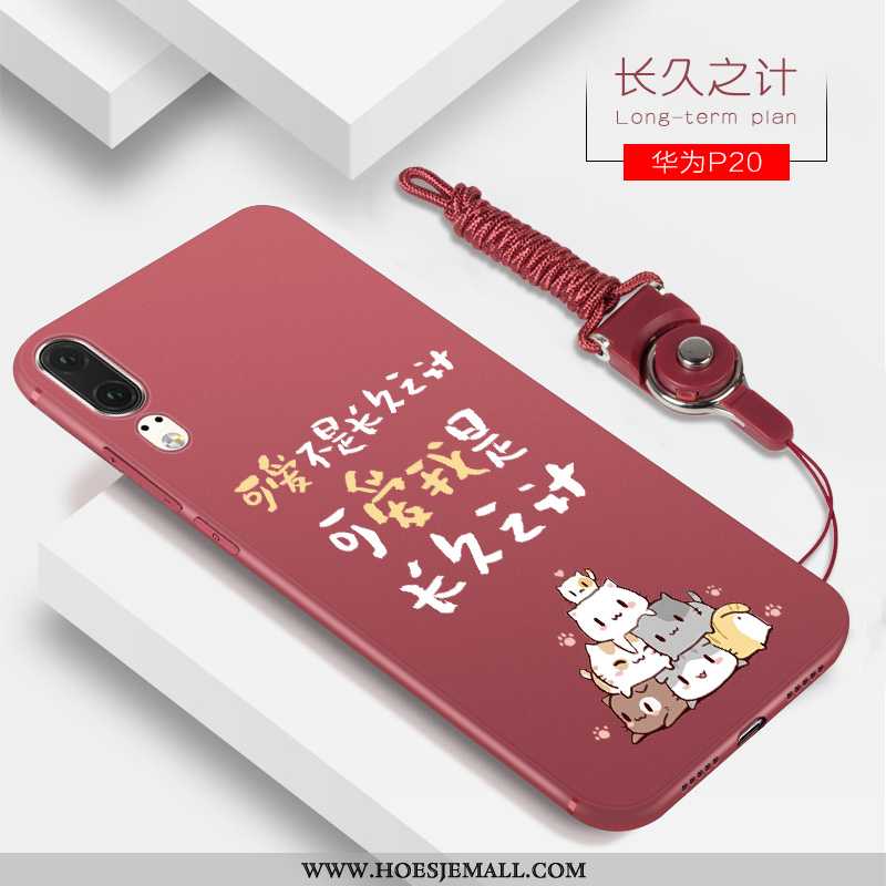 Hoes Huawei P20 Dun Siliconen Trend Anti-fall Mobiele Telefoon Licht Hoesje Rood