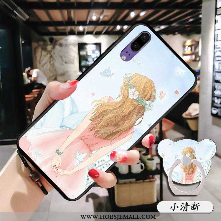 Hoes Huawei P20 Siliconen Zacht Hoesje Anti-fall Blauw Mobiele Telefoon Blauwe