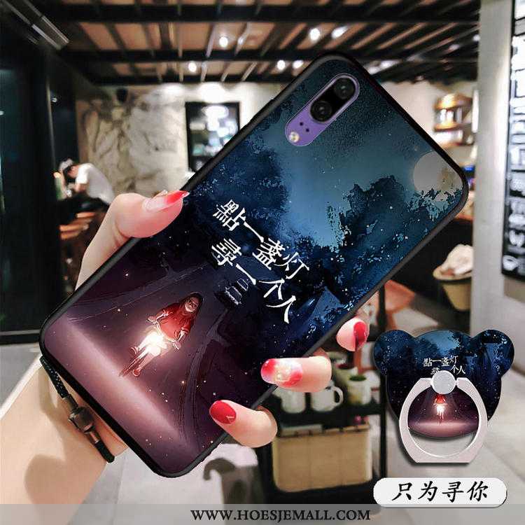 Hoes Huawei P20 Siliconen Zacht Hoesje Anti-fall Blauw Mobiele Telefoon Blauwe