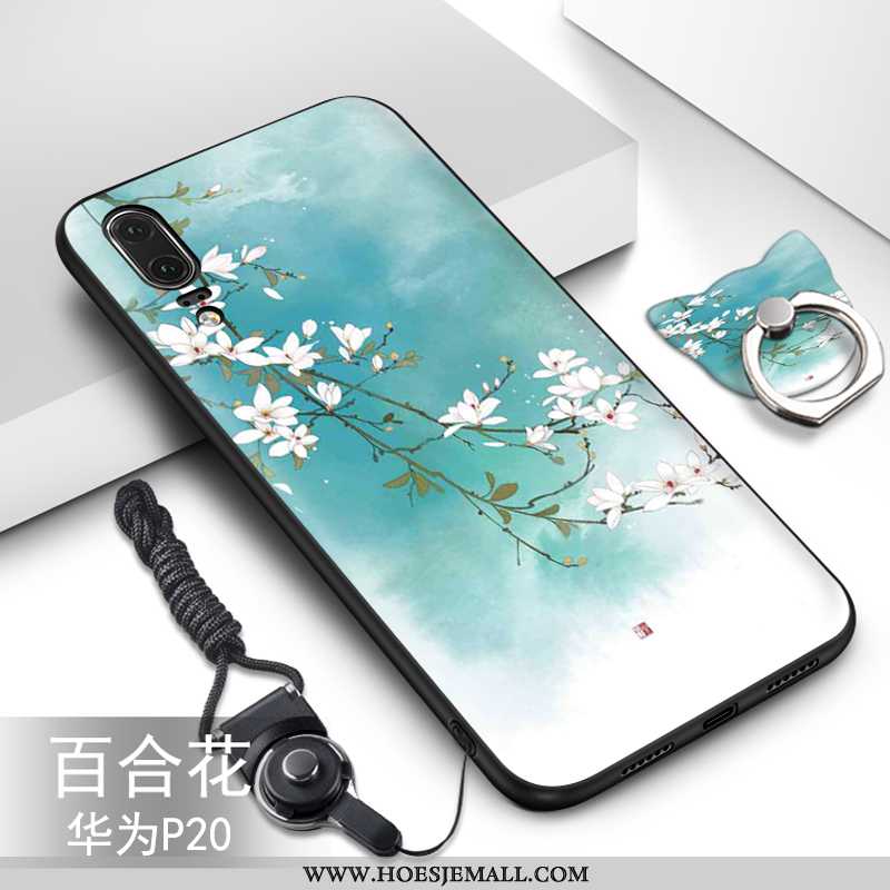 Hoes Huawei P20 Bescherming Trend Hoesje Siliconen Zacht Anti-fall Groen