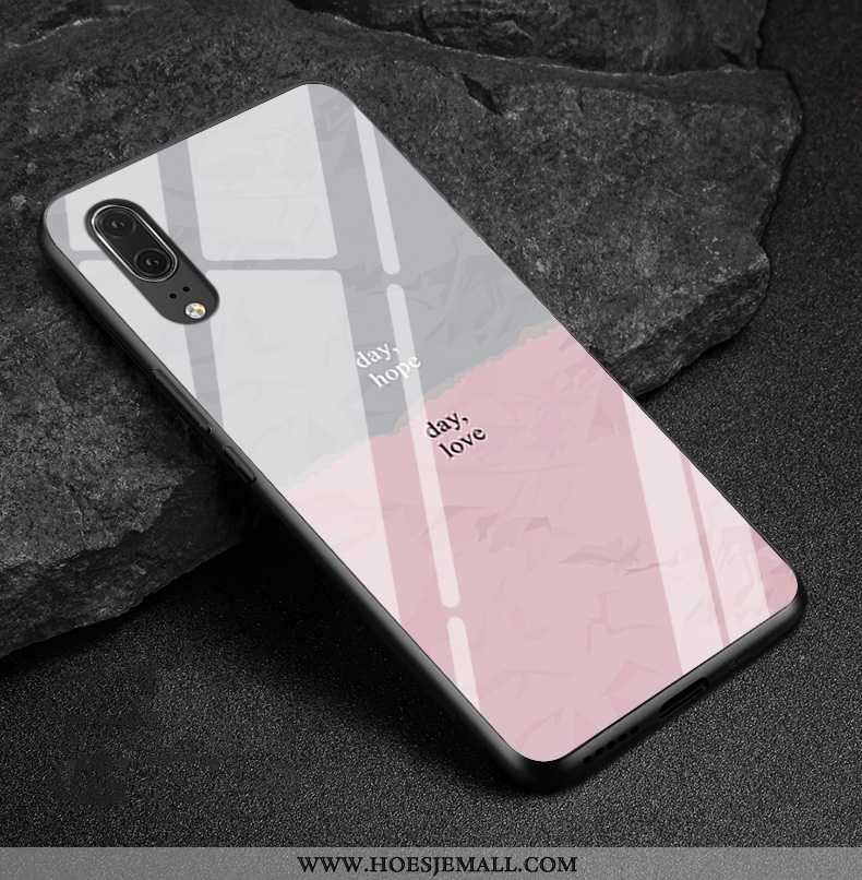 Hoes Huawei P20 Mode Echt Leer Trend Mobiele Telefoon Kleur Bescherming Glas