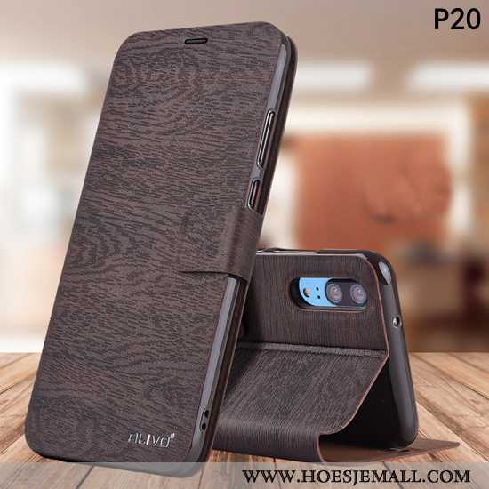 Hoesje Huawei P20 Bescherming Leren Anti-fall All Inclusive Folio Zacht Siliconen Donkerblauwe