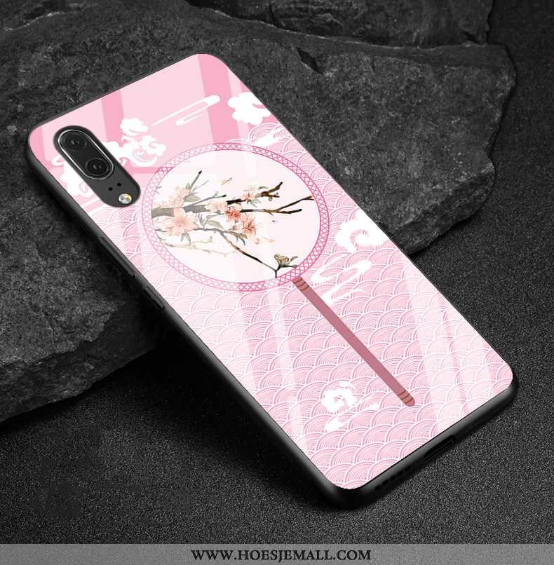 Hoesje Huawei P20 Echt Leer Bescherming Hard Roze Mobiele Telefoon Lovers Hoes