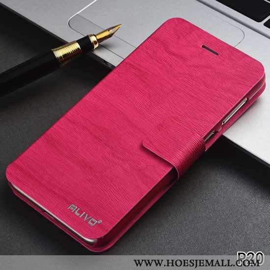 Hoesje Huawei P20 Leren Trend All Inclusive Folio Mobiele Telefoon Roze Bescherming