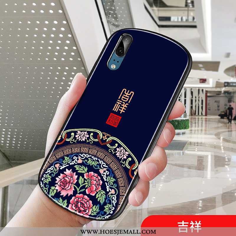 Hoes Huawei P20 Trend Bescherming Mobiele Telefoon Donkerblauw Paleis Hoesje Glas Donkerblauwe