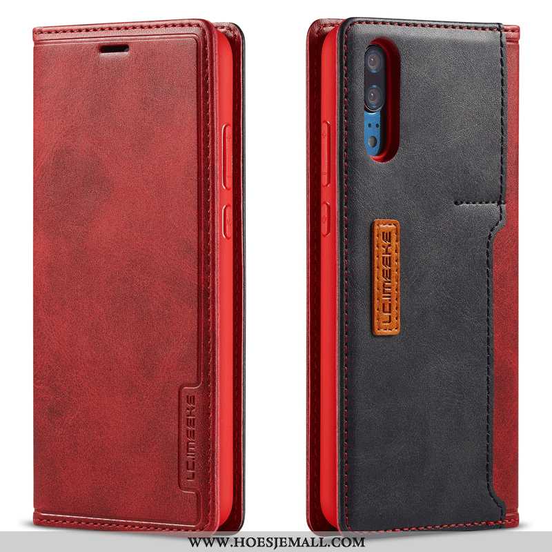 Hoes Huawei P20 Mode Leren Hoesje Wijnrood Vouw Omkeerbaar Folio Mobiele Telefoon Bordeaux