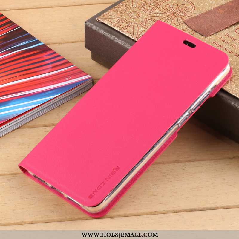 Hoes Huawei P20 Lite Leren Hoesje Siliconen Bescherming Rood Folio Clamshell High End