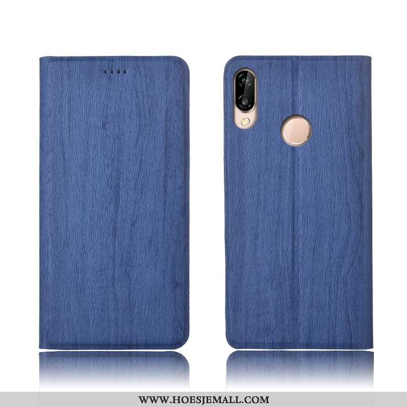 Hoesje Huawei P20 Lite Leren Patroon Hoes Zacht Clamshell All Inclusive Siliconen Bruin