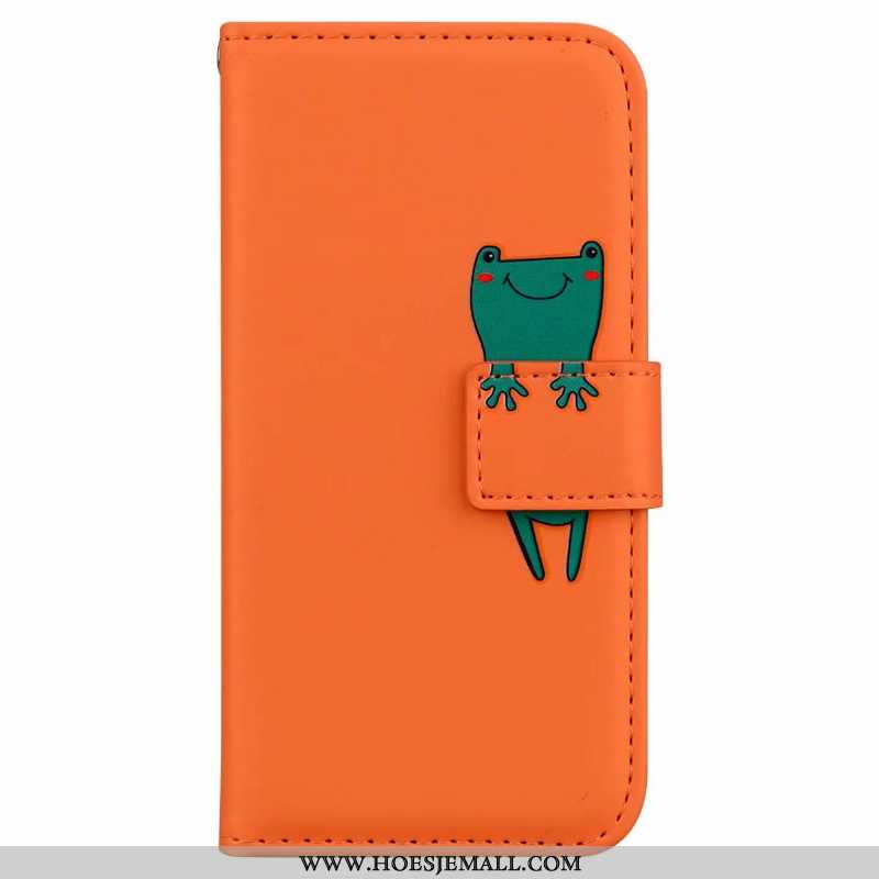 Hoes Huawei P20 Lite Bescherming Leren Hoesje Folio Oranje Spotprent