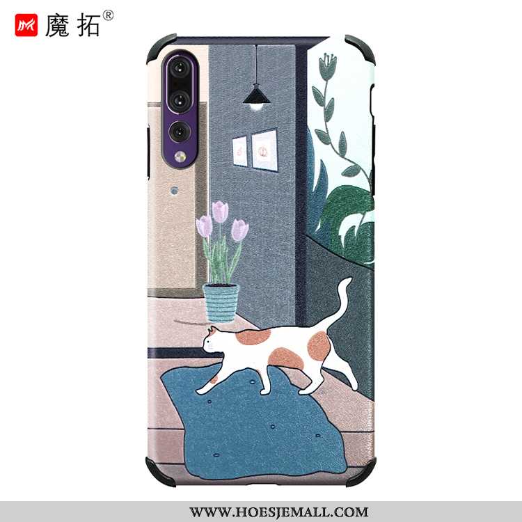 Hoes Huawei P20 Pro Scheppend Mooie Bescherming Kat Mobiele Telefoon Blauw Anti-fall Blauwe