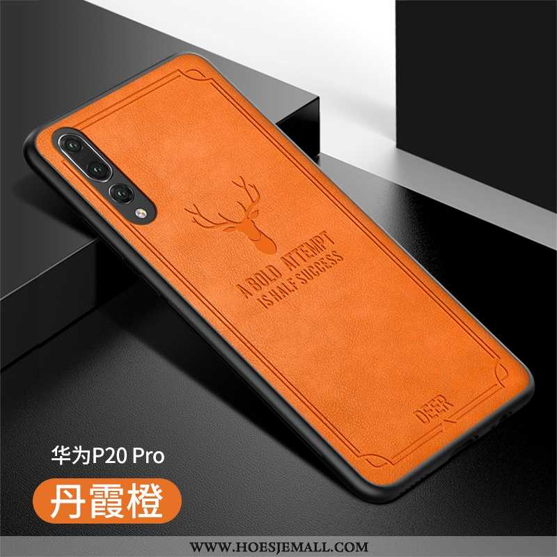 Hoes Huawei P20 Pro Leren Hoesje Leer Bescherming Anti-fall Siliconen Dun Rood