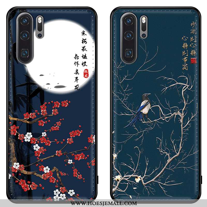 Hoesje Huawei P20 Pro Patroon Trend Echt Leer Hoes Bescherming Mobiele Telefoon Blauwe