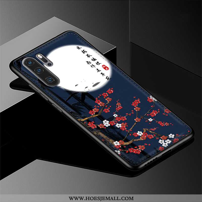 Hoesje Huawei P20 Pro Patroon Trend Echt Leer Hoes Bescherming Mobiele Telefoon Blauwe