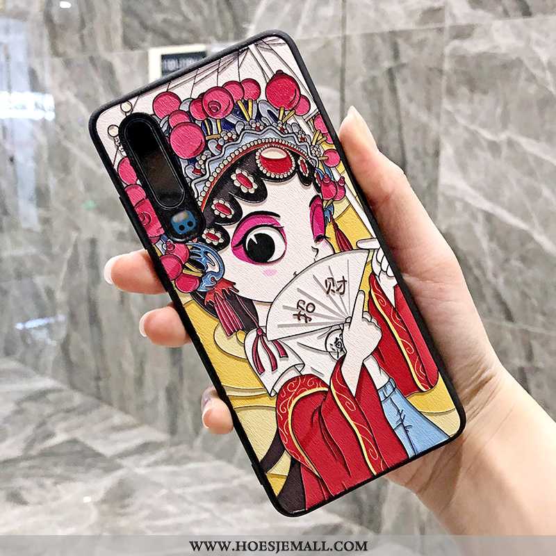 Hoes Huawei P30 Spotprent Mooie Chinese Stijl Mode Rood Hoesje Trend