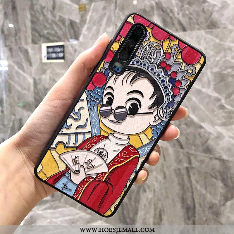 Hoes Huawei P30 Spotprent Mooie Chinese Stijl Mode Rood Hoesje Trend