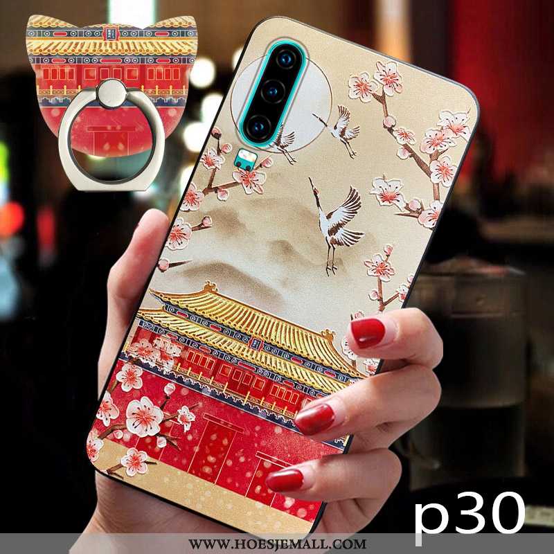 Hoesje Huawei P30 Persoonlijk Scheppend Zacht Chinese Stijl Rood Trend Siliconen