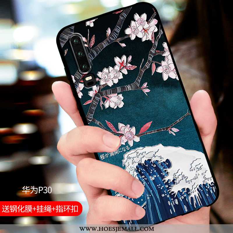 Hoesje Huawei P30 Trend Zacht All Inclusive Net Red Blauw Bescherming Anti-fall Blauwe