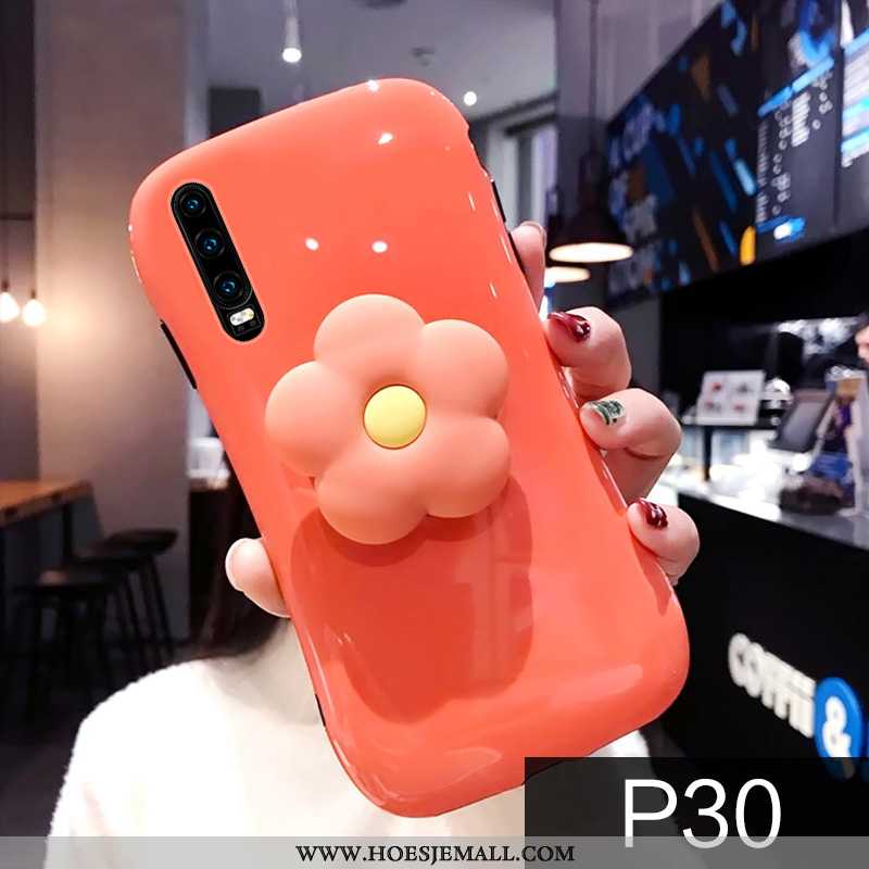 Hoes Huawei P30 Trend Siliconen Mini Ondersteuning Bloemen Licht Net Red Oranje