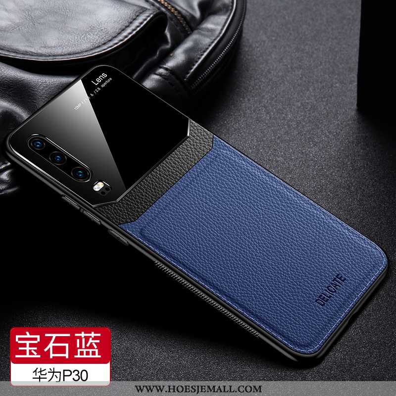 Hoes Huawei P30 Leer Bescherming Blauw Hoesje Mobiele Telefoon All Inclusive Blauwe