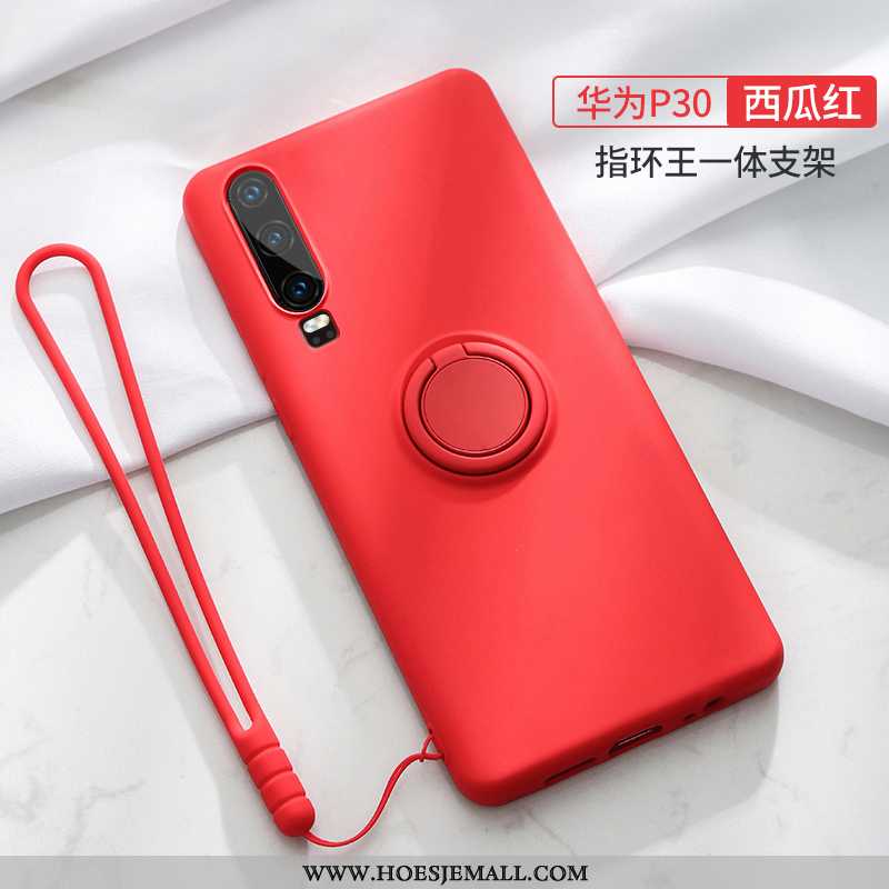 Hoesje Huawei P30 Hanger Trend Ring Dun Hoes Schrobben Zacht Rood