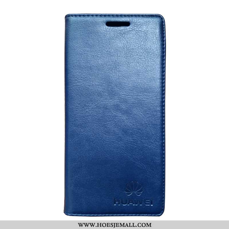 Hoes Huawei P30 Echt Leer Bescherming Antislip Leren Hoesje Folio Rood Anti-fall Donkerblauwe