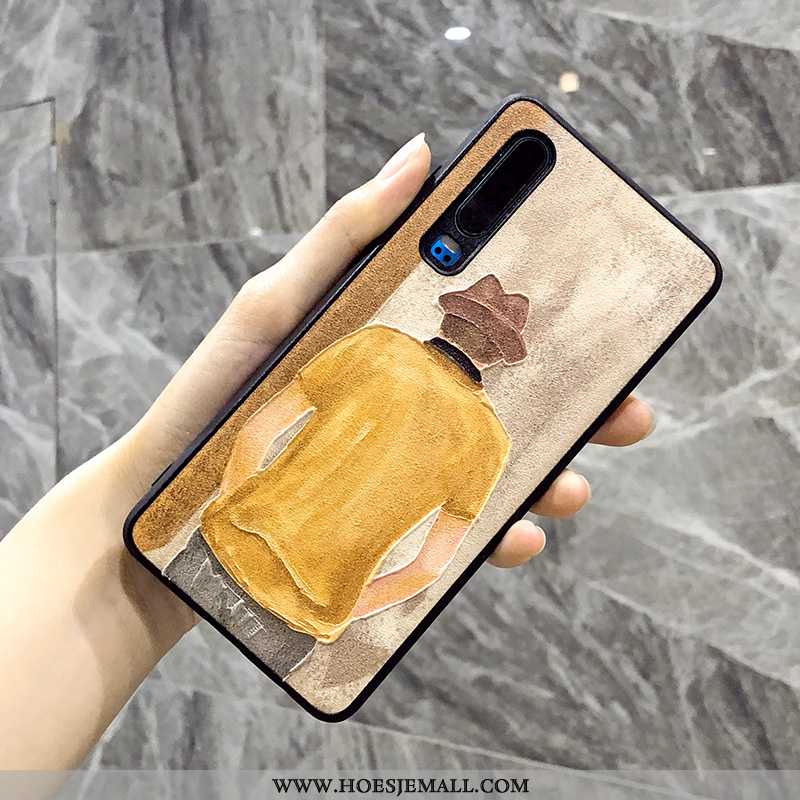 Hoesje Huawei P30 Bescherming Reliëf Geel Kunst Hoes Olieverfschilderij Koel