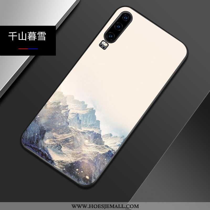 Hoes Huawei P30 Zacht Siliconen Bescherming Hoesje Schrobben Trend Mobiele Telefoon Blauwe