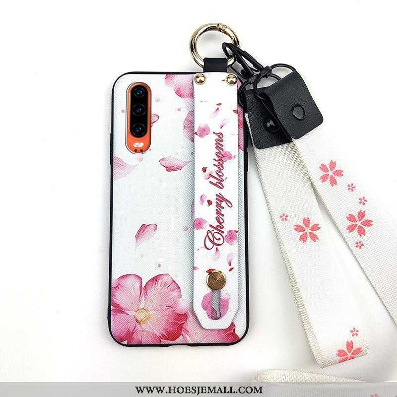 Hoesje Huawei P30 Scheppend Trend Wit Bloemen Ondersteuning Vers Hanger Witte