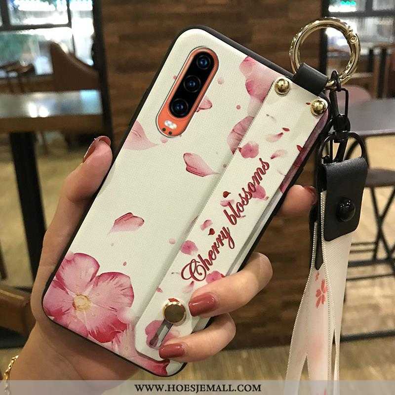 Hoesje Huawei P30 Scheppend Trend Wit Bloemen Ondersteuning Vers Hanger Witte