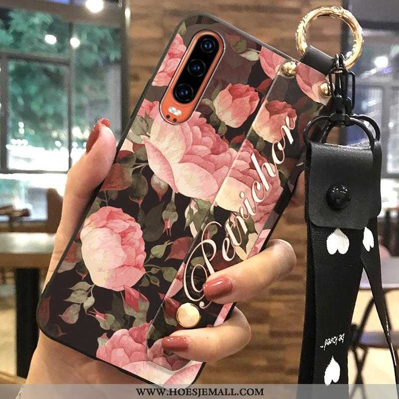 Hoesje Huawei P30 Scheppend Trend Wit Bloemen Ondersteuning Vers Hanger Witte