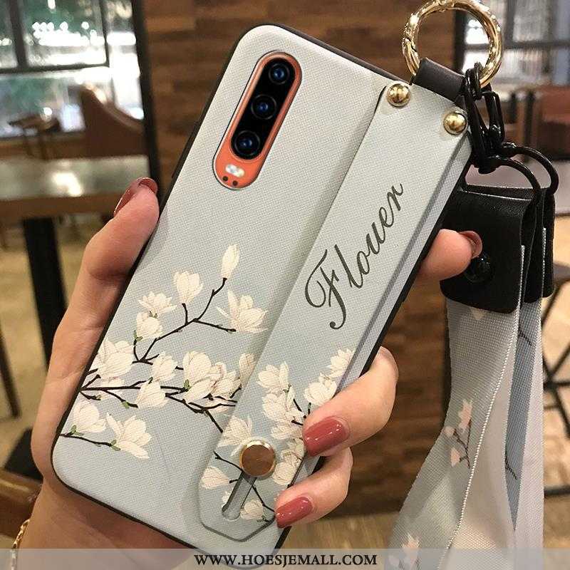 Hoesje Huawei P30 Scheppend Trend Wit Bloemen Ondersteuning Vers Hanger Witte