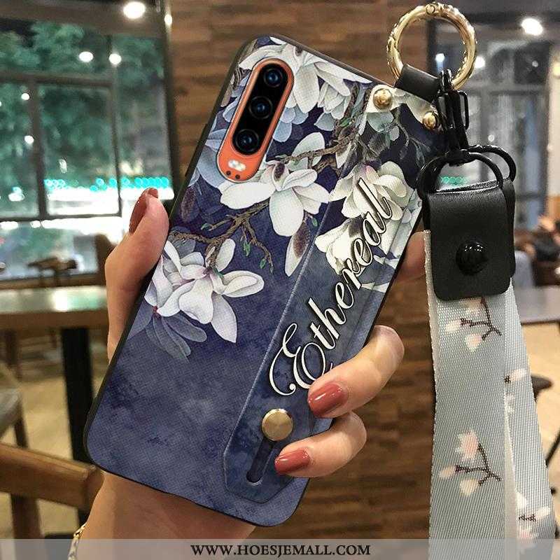 Hoesje Huawei P30 Scheppend Trend Wit Bloemen Ondersteuning Vers Hanger Witte