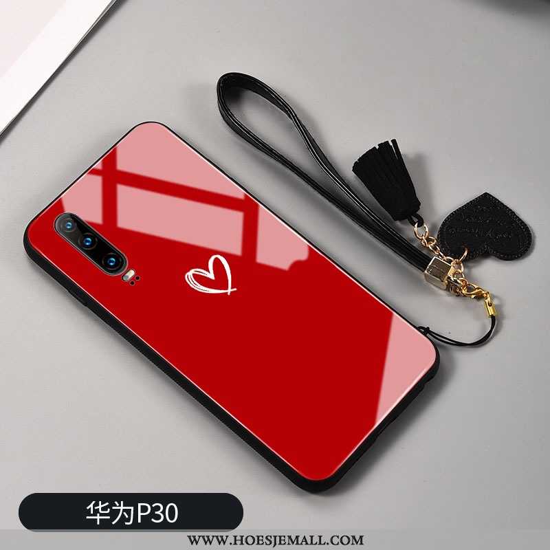 Hoes Huawei P30 Bescherming Glas Mode Siliconen Licht Mobiele Telefoon Liefde Rood