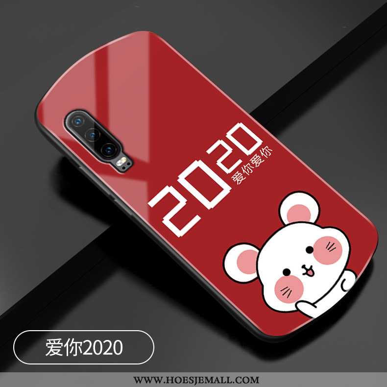 Hoesje Huawei P30 Glas Bescherming Hoes Rat Mobiele Telefoon All Inclusive Rood