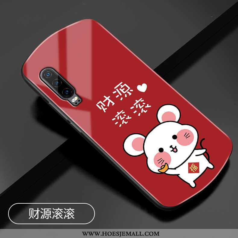 Hoesje Huawei P30 Glas Bescherming Hoes Rat Mobiele Telefoon All Inclusive Rood