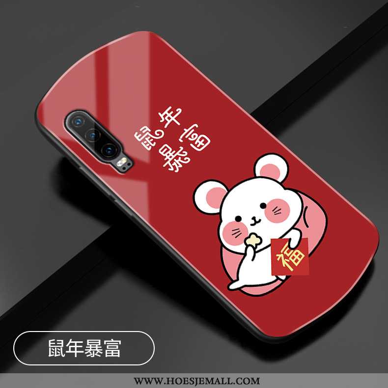 Hoesje Huawei P30 Glas Bescherming Hoes Rat Mobiele Telefoon All Inclusive Rood