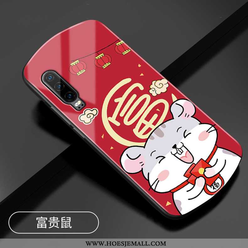 Hoesje Huawei P30 Glas Bescherming Hoes Rat Mobiele Telefoon All Inclusive Rood