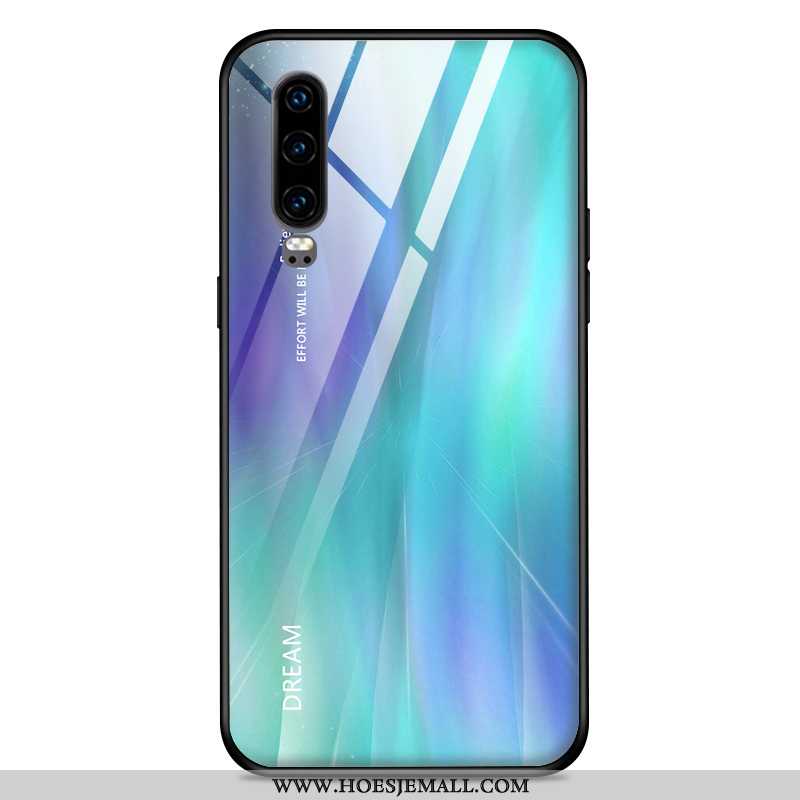 Hoes Huawei P30 Bescherming Glas Verloop Mobiele Telefoon Dun Trend Hoesje Blauwe