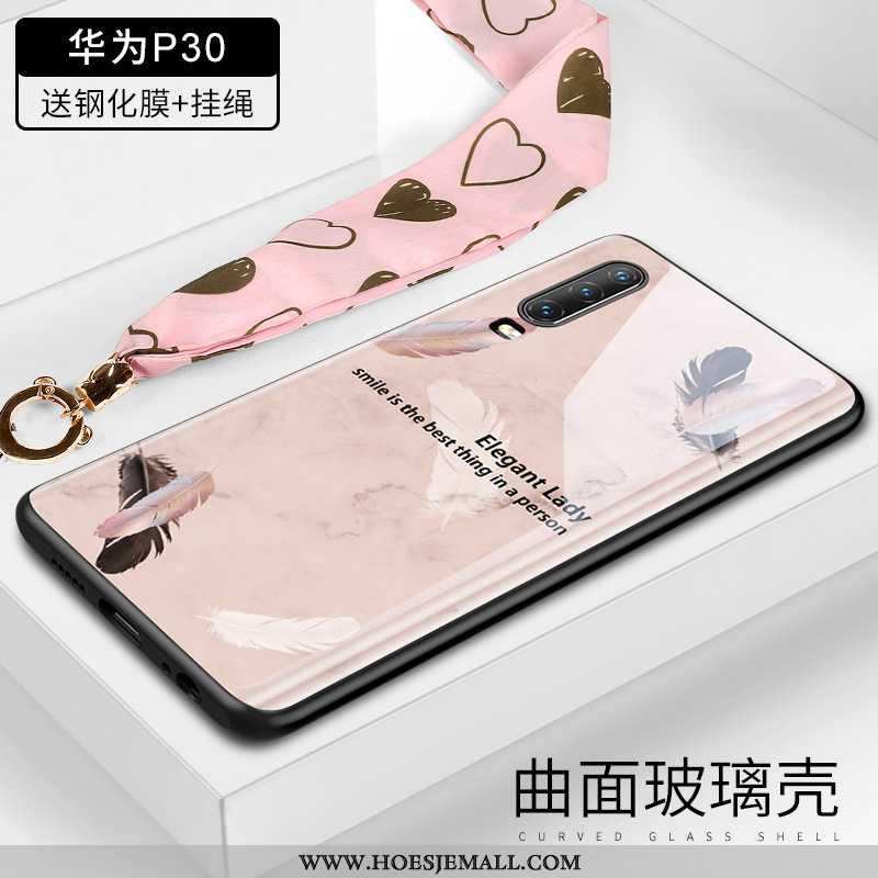 Hoesje Huawei P30 Hanger Scheppend Veer Glas High End Wind Roze